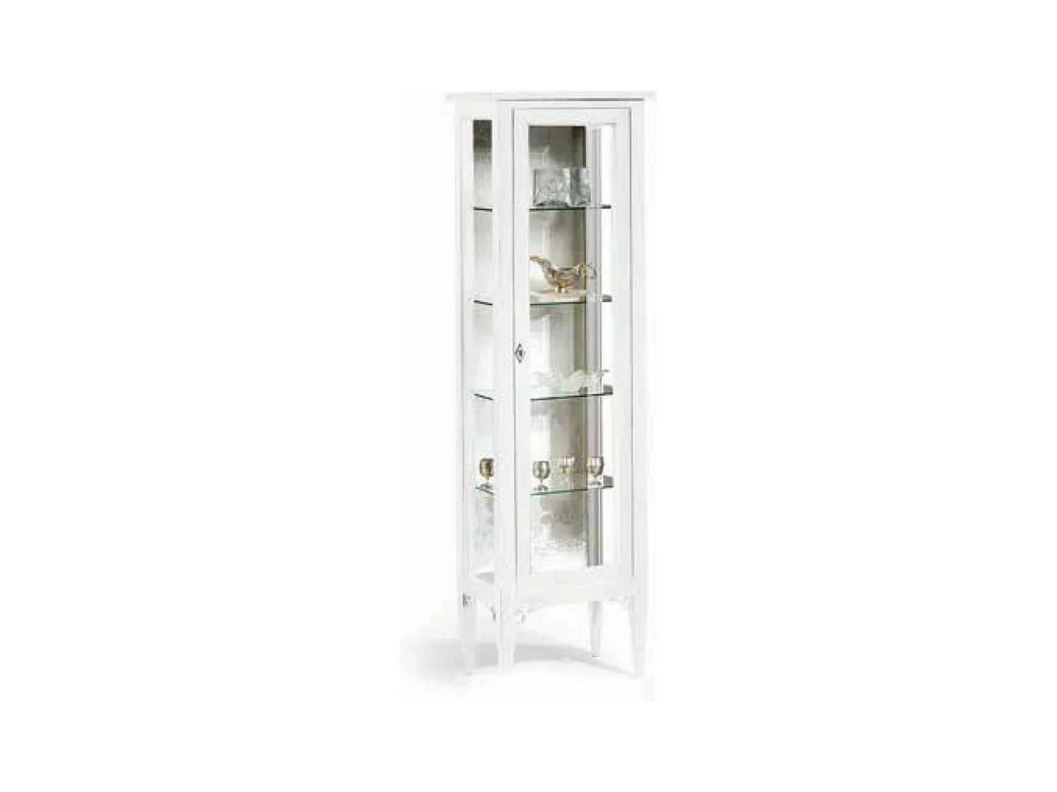 MilaniHome.it - Credenza Con Vetrina In Legno Massello 50x34x140di coloreBianco