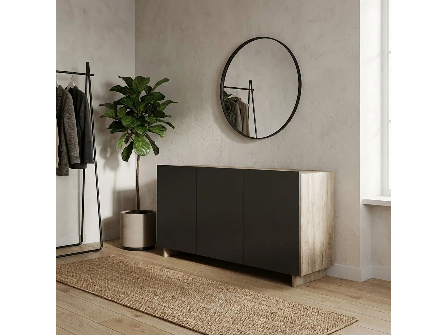 MilaniHome.it - madia moderna di design tre ante 150x40x76 hdi coloreNero