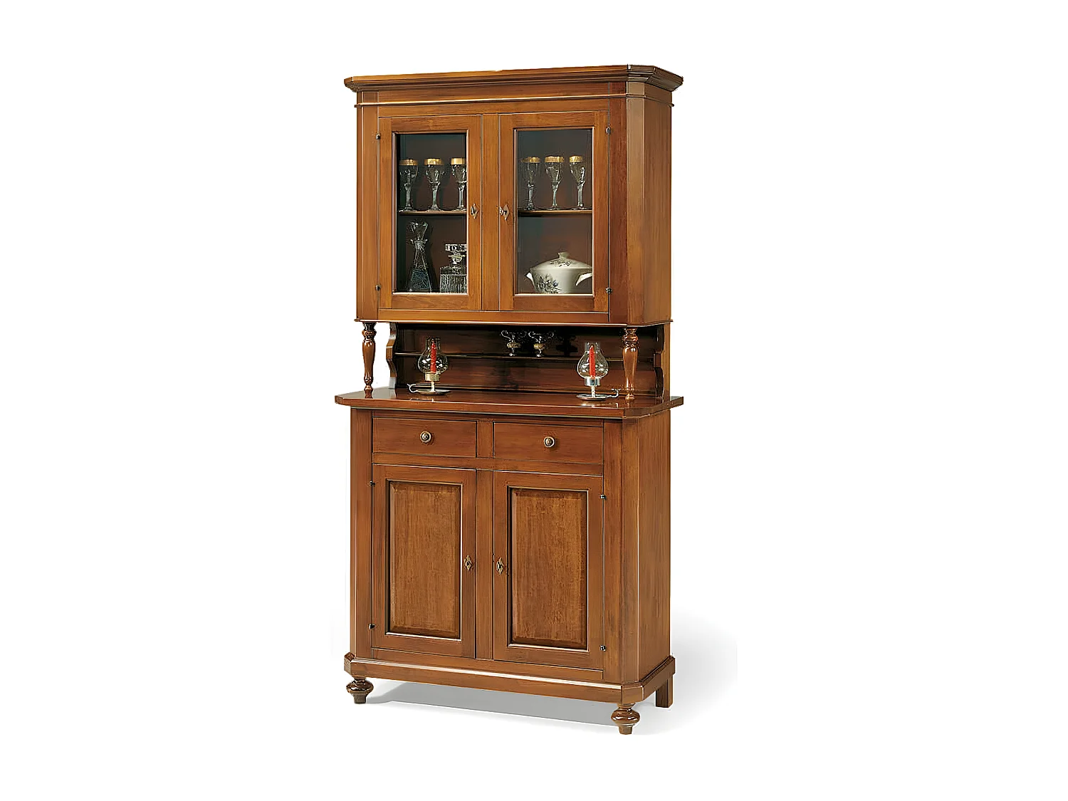 MilaniHome.it - Vetrina Tinta Noce 104x43x218 Per Interno Sala Da Pranzo Salotto Cucina Ufficio Massello Arte Poveradi coloreTinta noce