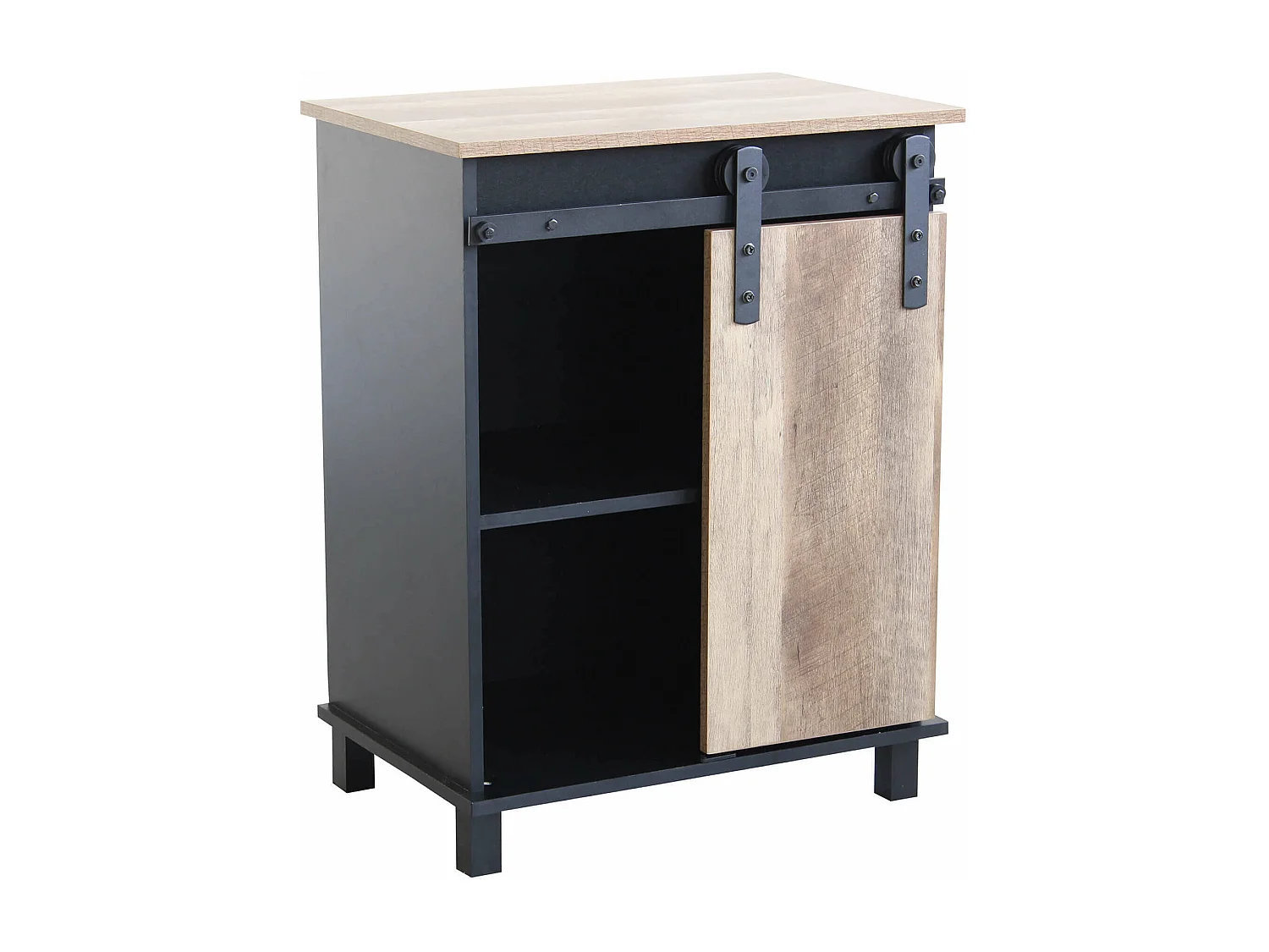 MilaniHome.it - Credenza Mobile Madia Moderna In Legno E Metallo Di Design Moderno Stile Industriale, Cm 60x40x78 Hdi coloreNero