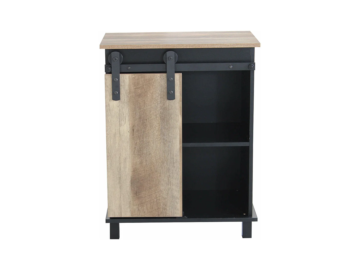 MilaniHome.it - Credenza Mobile Madia Moderna In Legno E Metallo Di Design Moderno Stile Industriale, Cm 60x40x78 Hdi coloreNero