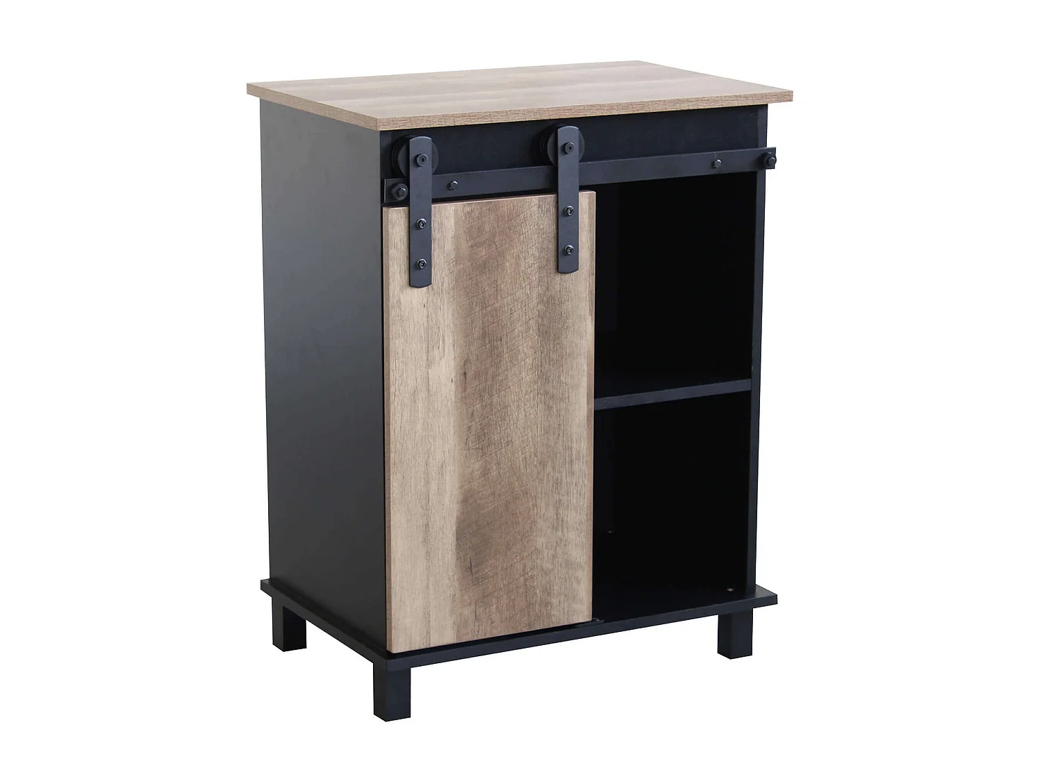 MilaniHome.it - Credenza Mobile Madia Moderna In Legno E Metallo Di Design Moderno Stile Industriale, Cm 60x40x78 Hdi coloreNero