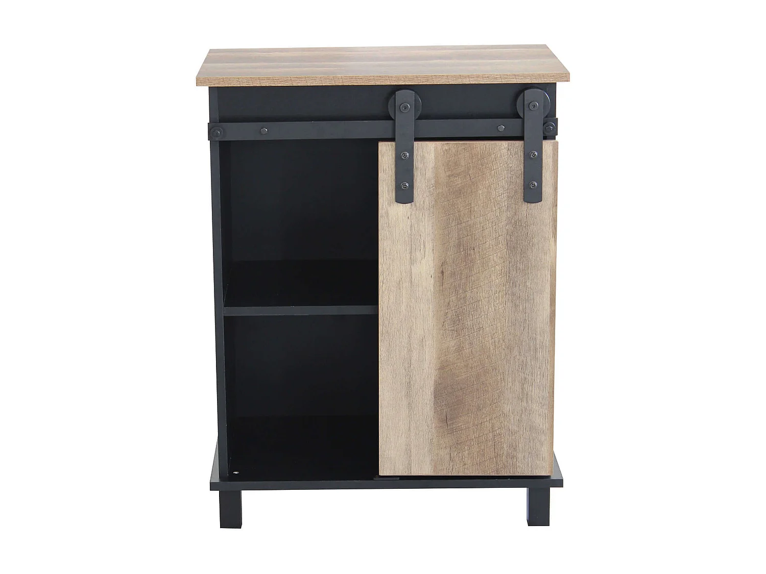 MilaniHome.it - Credenza Mobile Madia Moderna In Legno E Metallo Di Design Moderno Stile Industriale, Cm 60x40x78 Hdi coloreNero