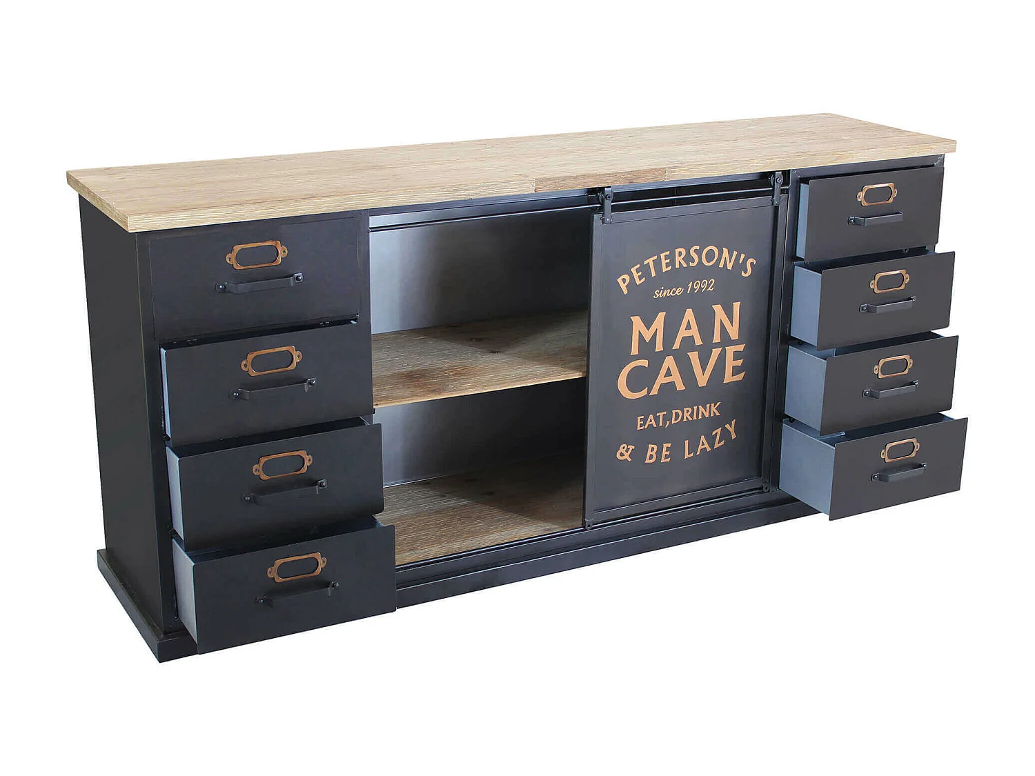 MilaniHome.it - madia industrial in metallo cm 164,5x40x74,5 hdi coloreMarrone