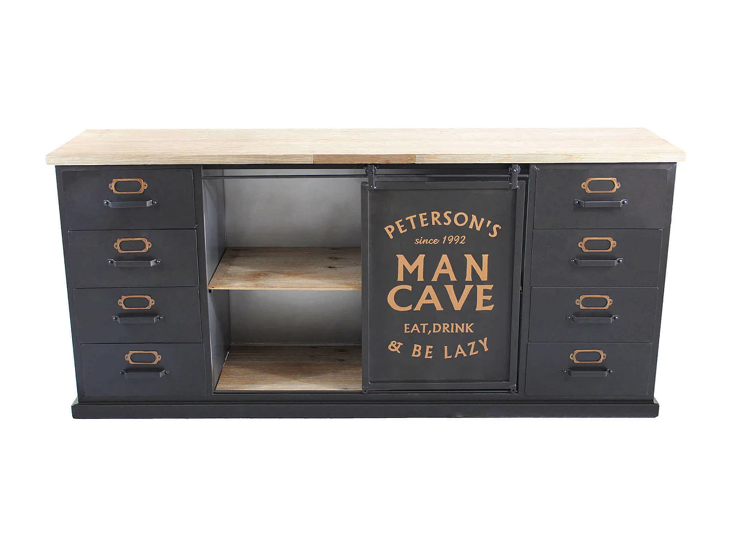 MilaniHome.it - madia industrial in metallo cm 164,5x40x74,5 hdi coloreMarrone