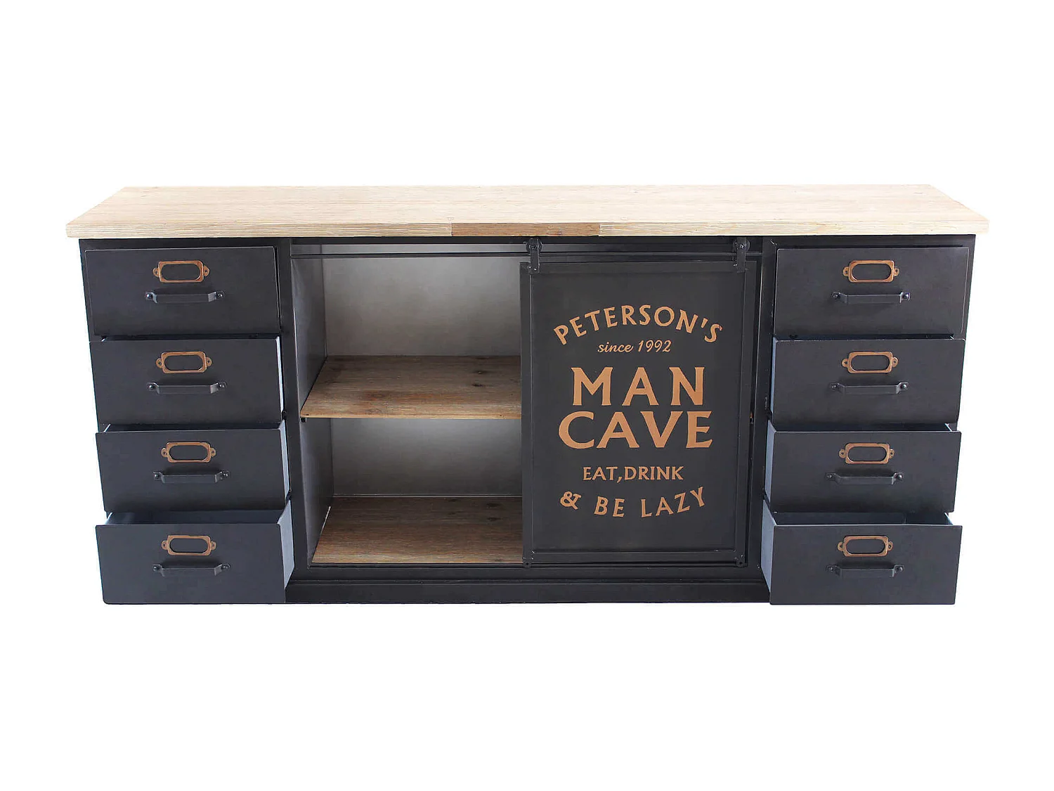 MilaniHome.it - madia industrial in metallo cm 164,5x40x74,5 hdi coloreMarrone