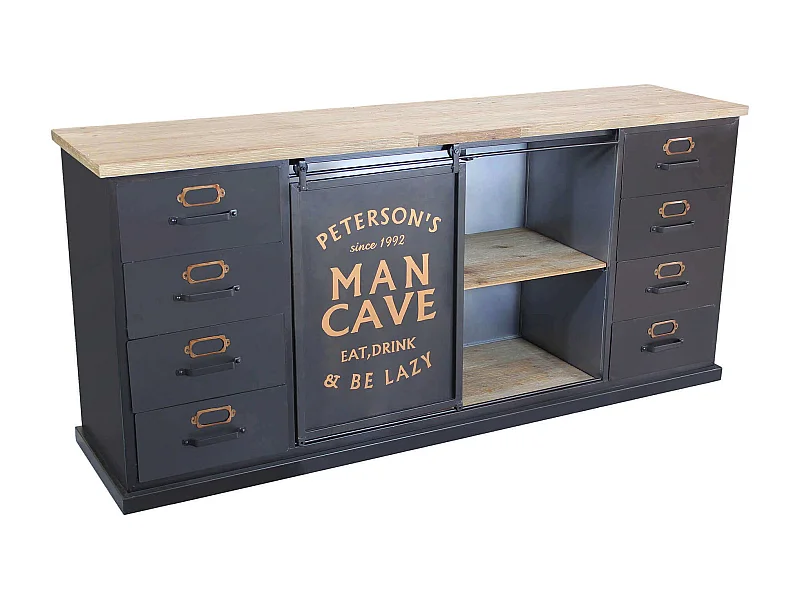 MilaniHome.it - madia industrial in metallo cm 164,5x40x74,5 hdi coloreMarrone