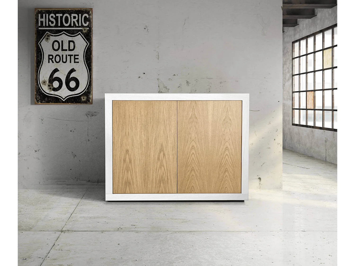 MilaniHome.it - Mobile Base Cm 110x45x85H Naturale E Bianco Con Decoro Per Cucina Sala Da Pranzo Salotto Soggiorno Camera Da Letto Ufficiodi coloreBianco