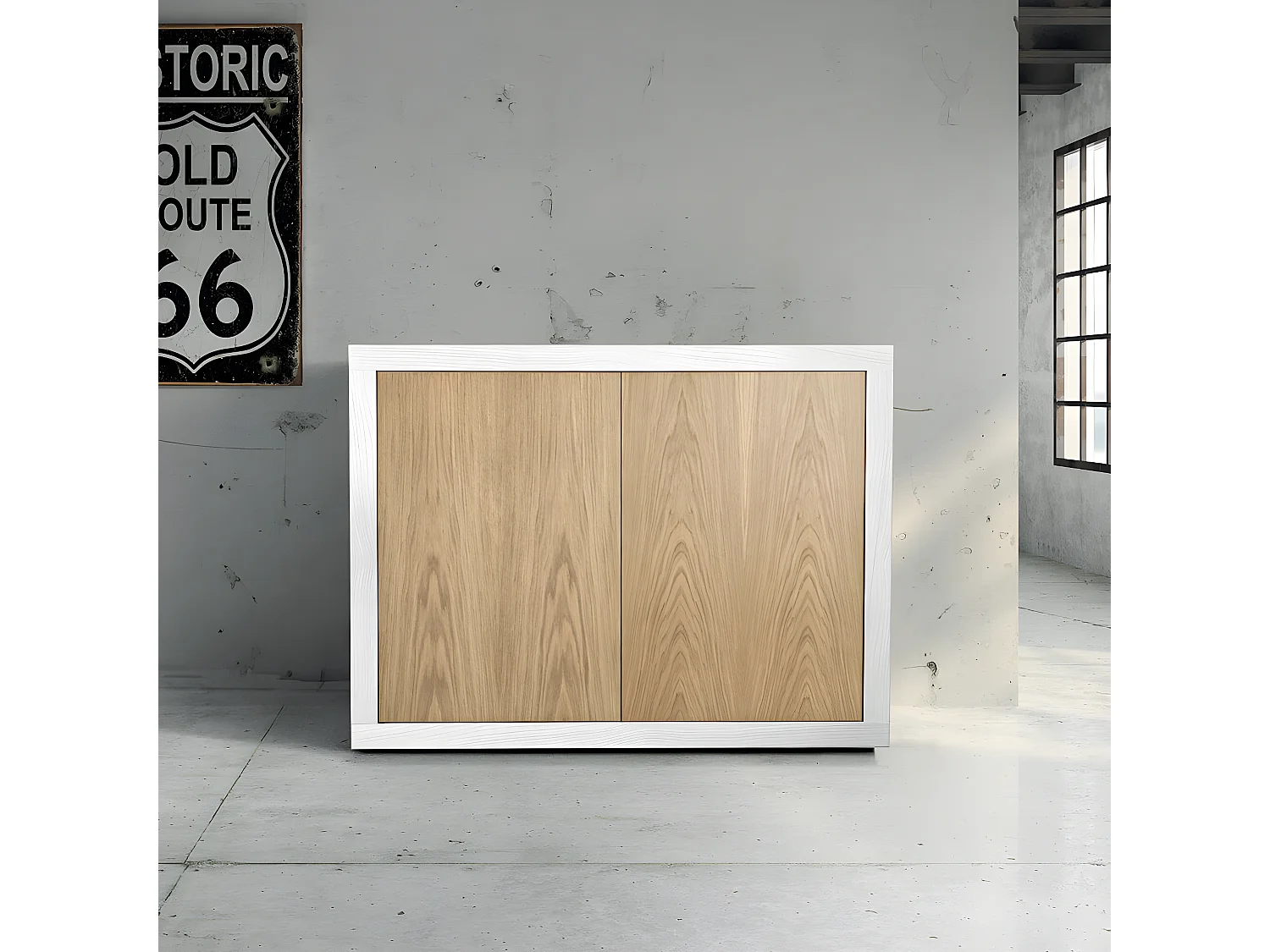 MilaniHome.it - Mobile Base Cm 110x45x85H Naturale E Bianco Con Decoro Per Cucina Sala Da Pranzo Salotto Soggiorno Camera Da Letto Ufficiodi coloreBianco