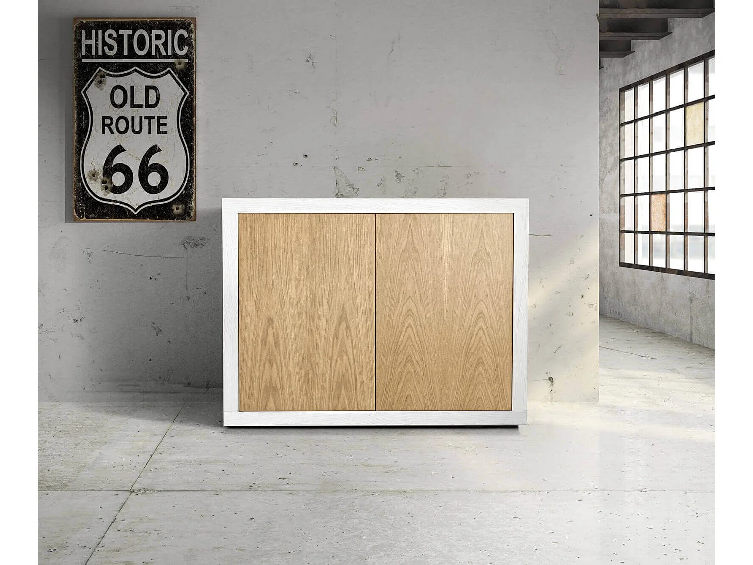 MilaniHome.it - Mobile Base Cm 110x45x85H Naturale E Bianco Con Decoro Per Cucina Sala Da Pranzo Salotto Soggiorno Camera Da Letto Ufficiodi coloreBianco