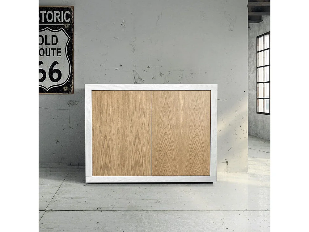 MilaniHome.it - Mobile Base Cm 110x45x85H Naturale E Bianco Con Decoro Per Cucina Sala Da Pranzo Salotto Soggiorno Camera Da Letto Ufficiodi coloreBianco