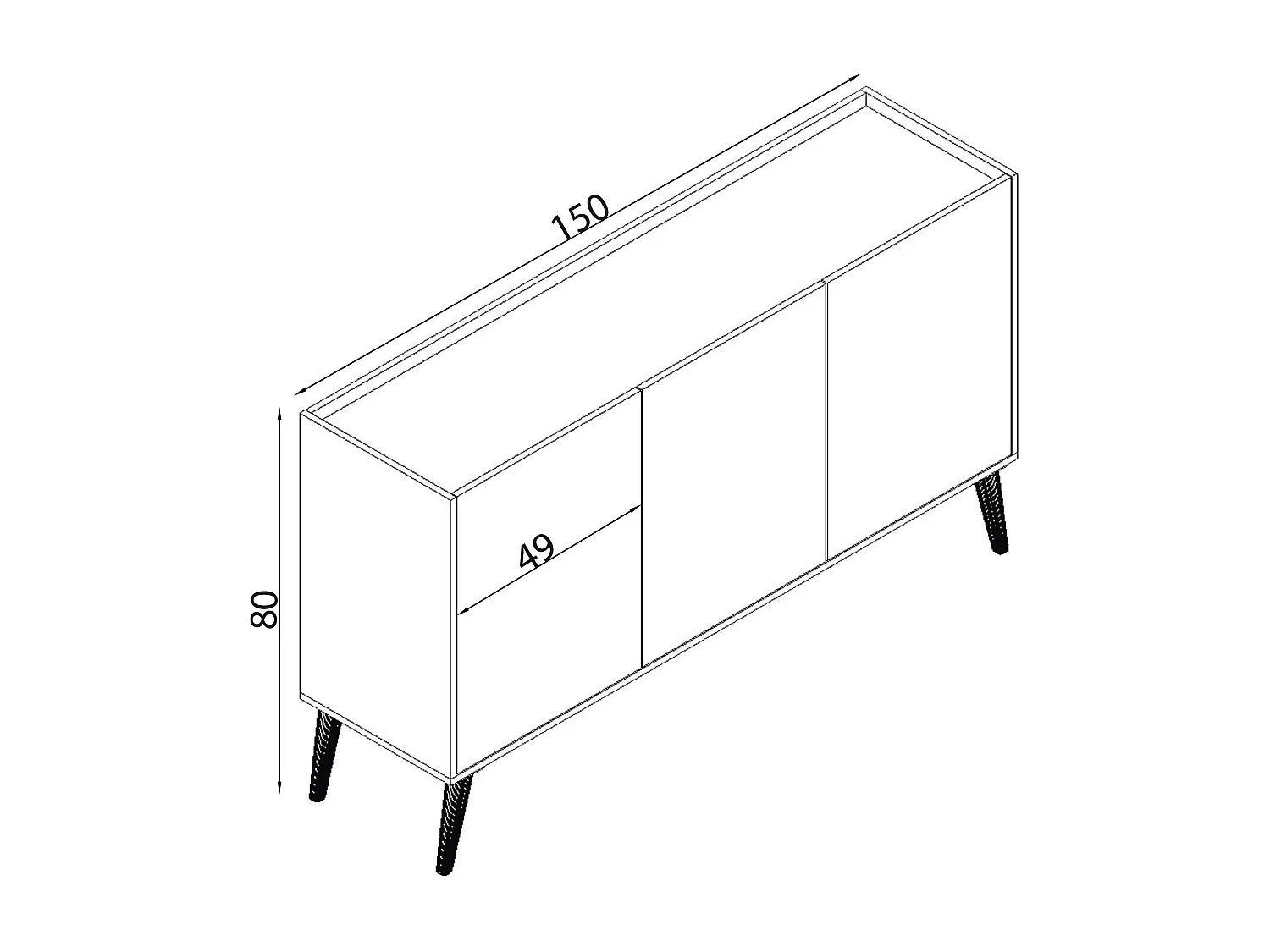 MilaniHome.it - madia di design con 3 ante di design moderno contemporaneo cm 150 x 40 x 78 hdi colorePino Chiaro