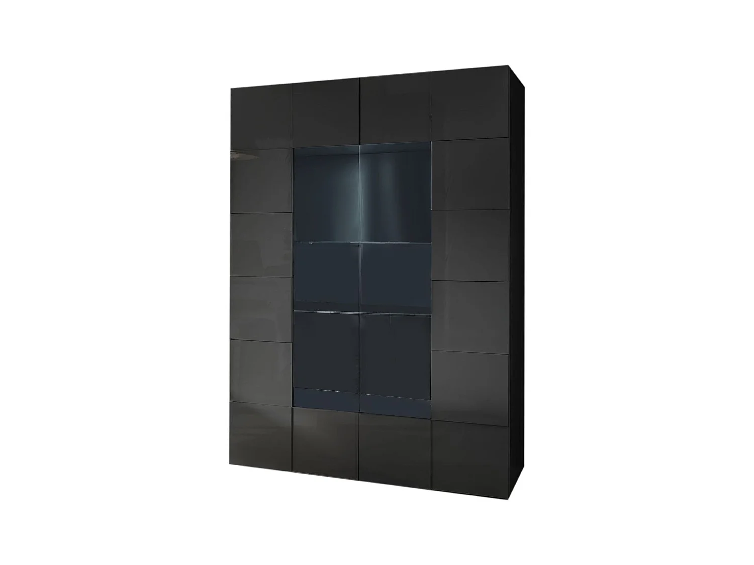 MilaniHome.it - vetrina moderna con 2 ante di design moderno industrial cm 121 x 166 x 43 hdi coloreAntracite