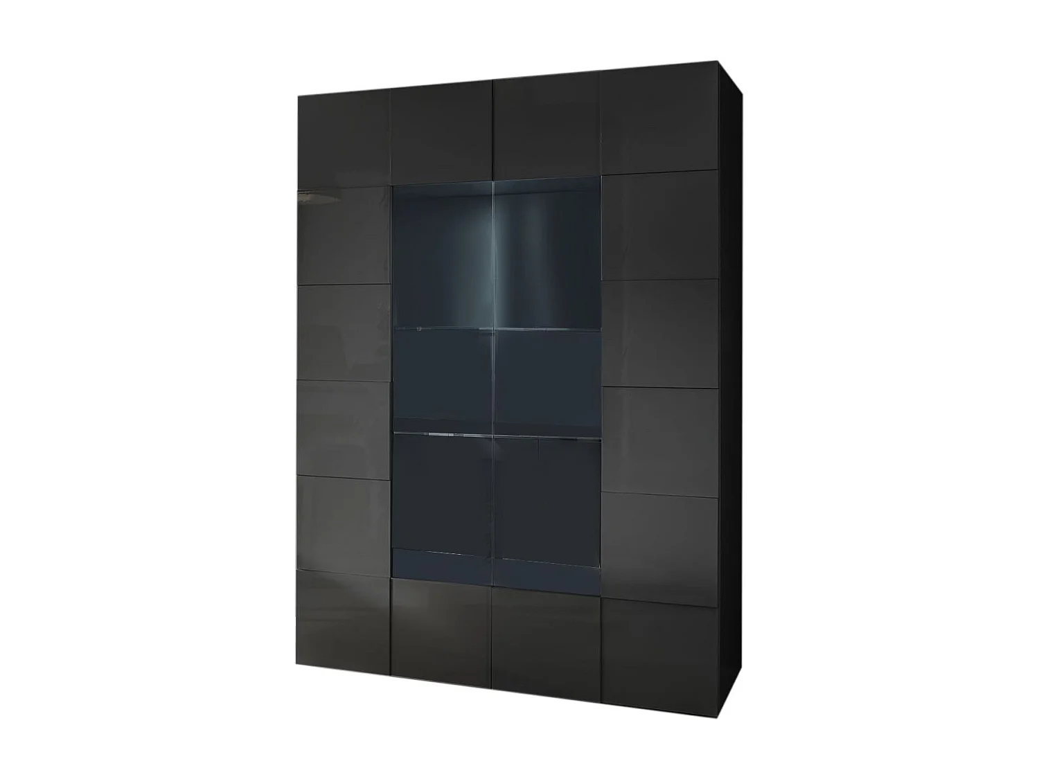 MilaniHome.it - vetrina moderna con 2 ante di design moderno industrial cm 121 x 166 x 43 hdi coloreAntracite