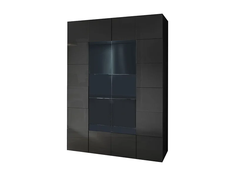 MilaniHome.it - vetrina moderna con 2 ante di design moderno industrial cm 121 x 166 x 43 hdi coloreAntracite