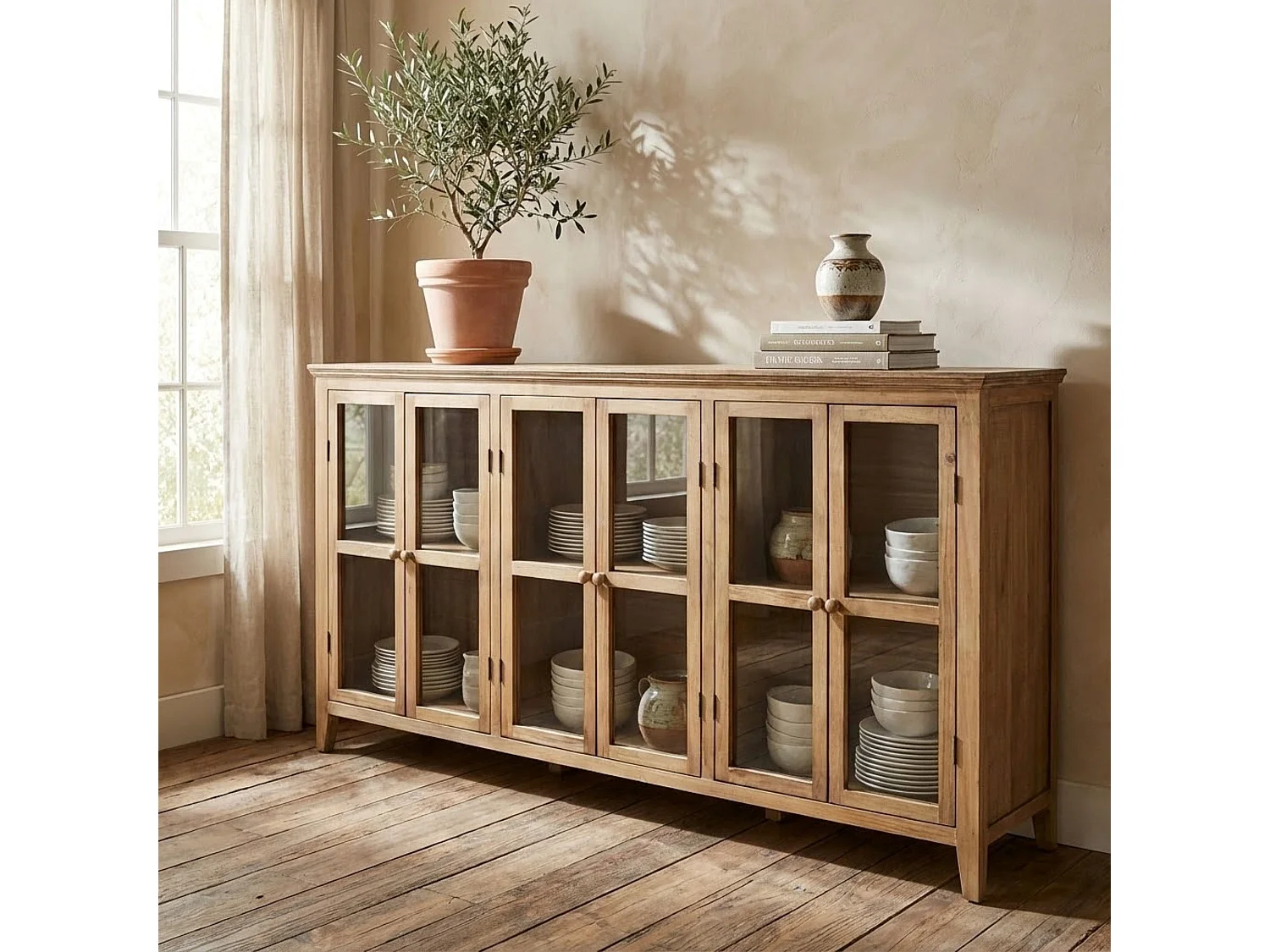 MilaniHome.it - credenza in legno 3 ante di design moderno vintage cm 177x40,2x103,5 hdi coloreMarrone