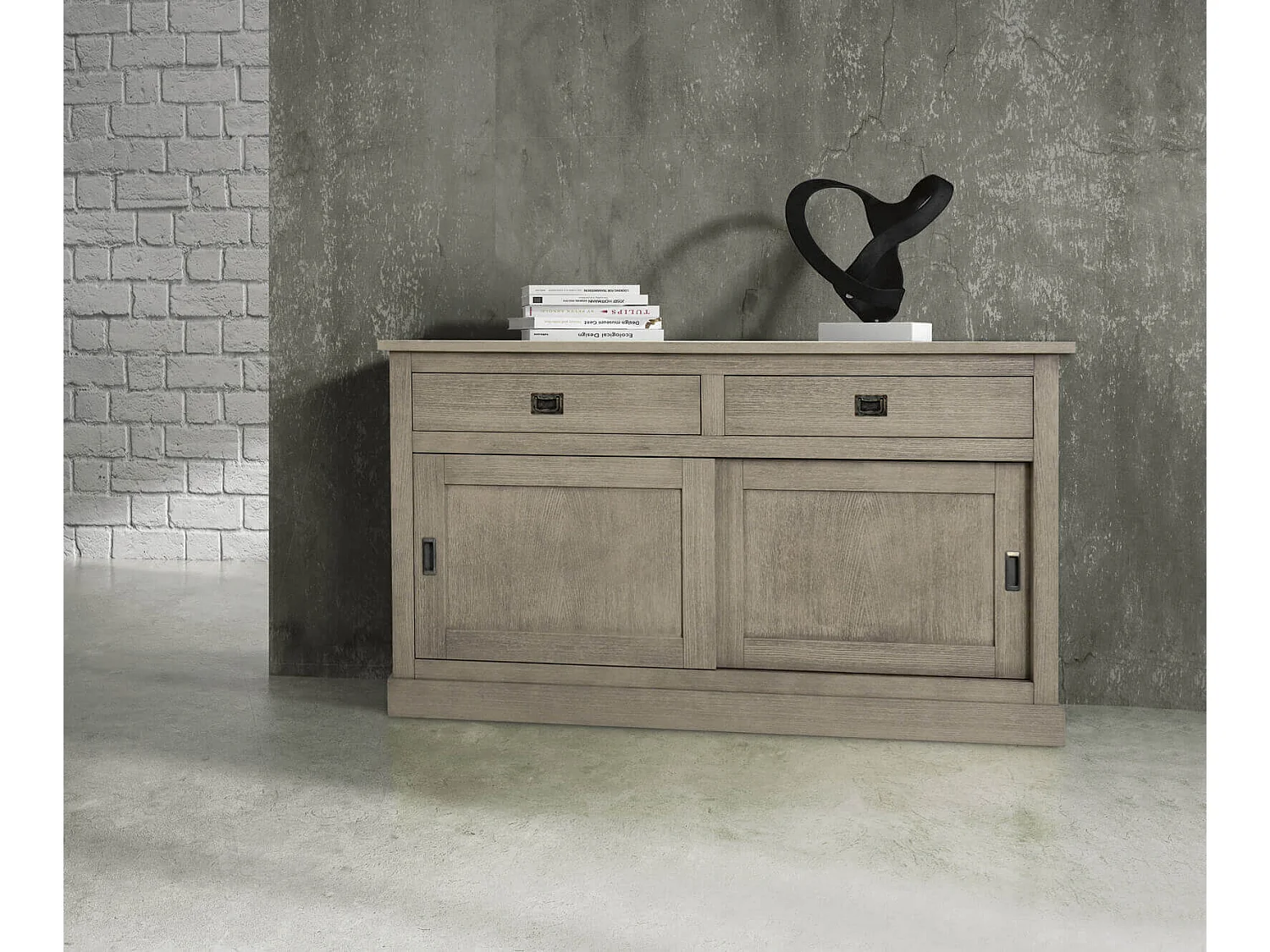 MilaniHome.it - Mobile Base Rovere Patinato Cm 150x50x90 H Grigio Per Casa Cucina Sala Da Pranzo Salotto Soggiorno Camera Da Lettodi coloreGrigio