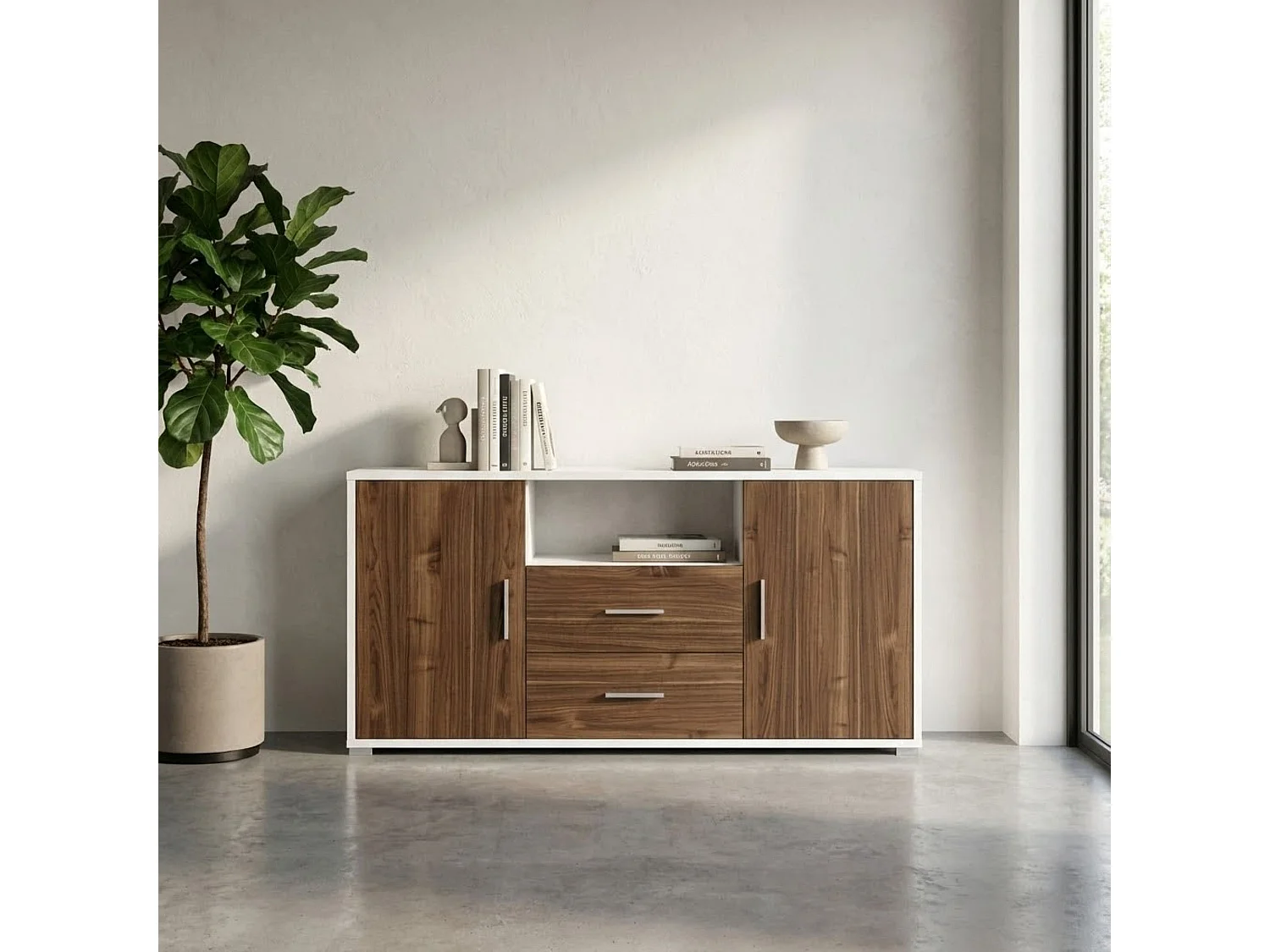 MilaniHome.it - madia moderna per soggiorno di design moderno cm 174 l x 41 p x 84 hdi coloreMarrone