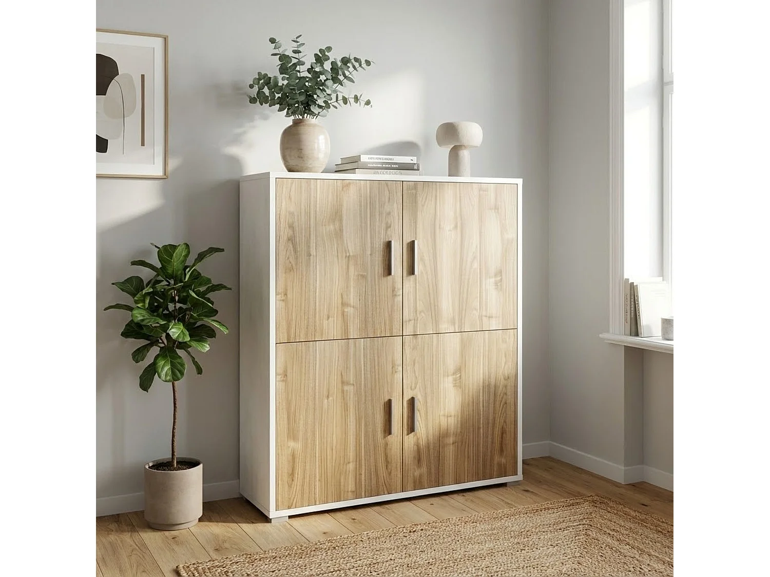 MilaniHome.it - credenza moderna per soggiorno di design moderno cm 108 l x 41 p x 161 hdi coloreMarrone