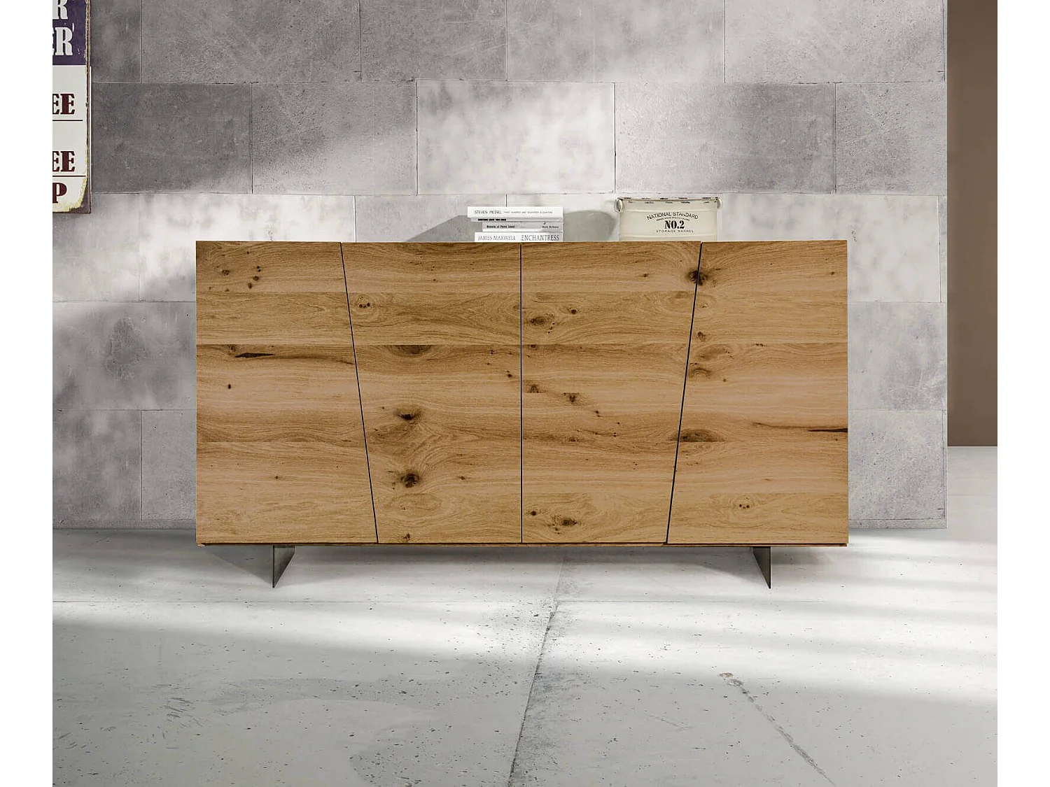 MilaniHome.it - Mobile Tv Porta Tv Cm 180x50x87 Rovere Nodato Spazzolato Naturale Per Salotto Soggiorno Camera Da Lettodi coloreMarrone