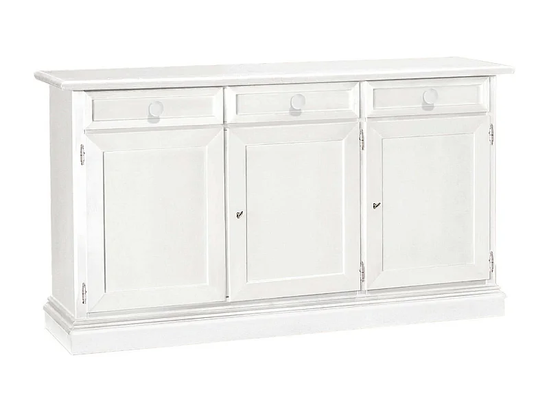 MilaniHome.it - Credenza Bianca 156x42x85 Per Interno Sala Da Pranzo Salotto Cucina Ufficio Massello Arte Poveradi coloreBianco