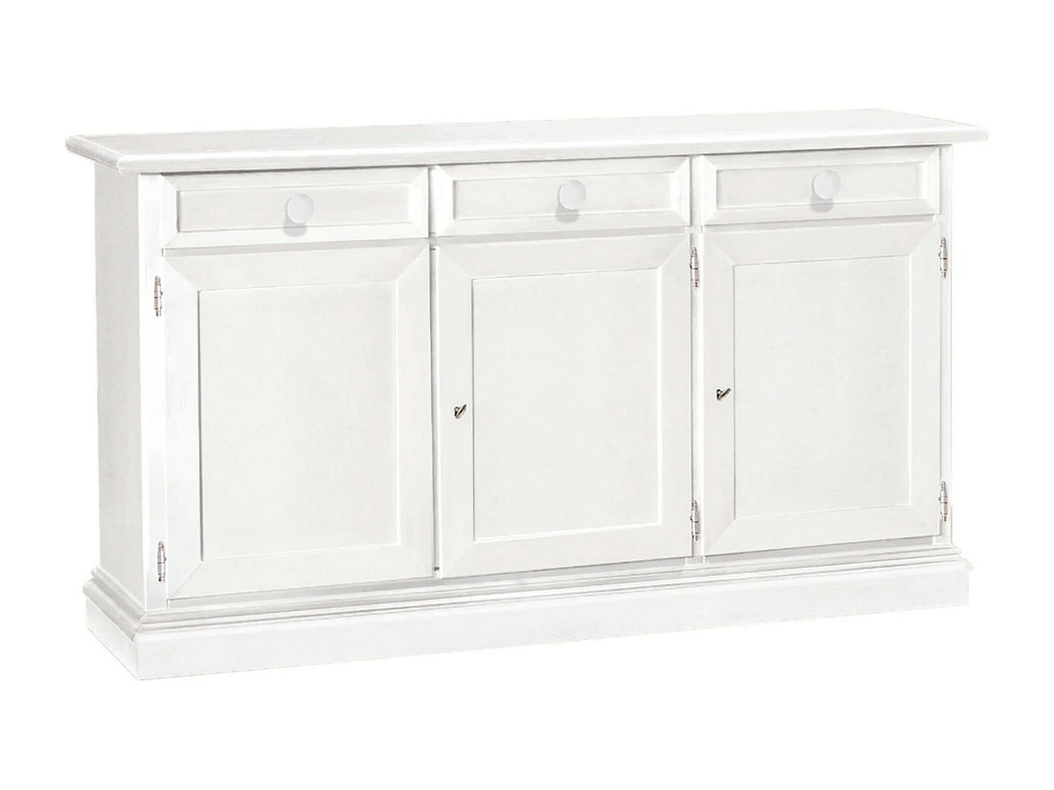 MilaniHome.it - Credenza Bianca 156x42x85 Per Interno Sala Da Pranzo Salotto Cucina Ufficio Massello Arte Poveradi coloreBianco