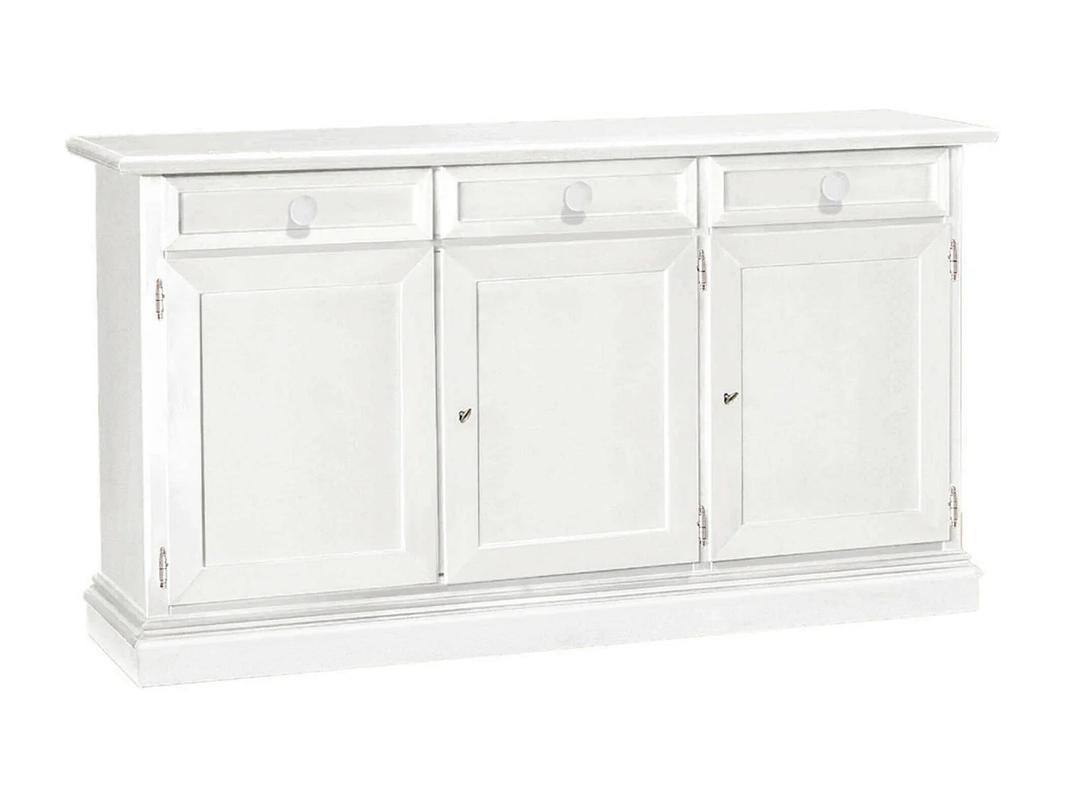 MilaniHome.it - Credenza Bianca 156x42x85 Per Interno Sala Da Pranzo Salotto Cucina Ufficio Massello Arte Poveradi coloreBianco