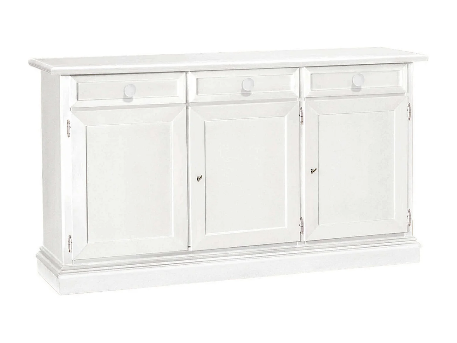 MilaniHome.it - Credenza Bianca 156x42x85 Per Interno Sala Da Pranzo Salotto Cucina Ufficio Massello Arte Poveradi coloreBianco