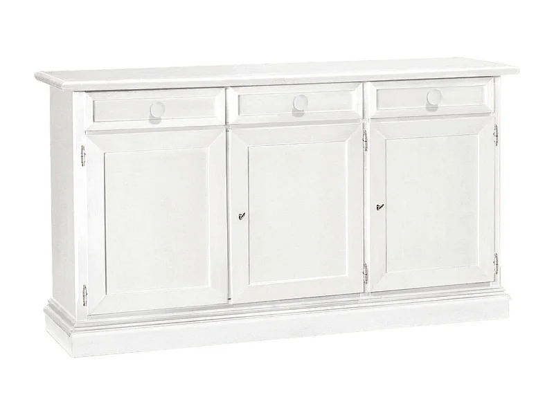 MilaniHome.it - Credenza Bianca 156x42x85 Per Interno Sala Da Pranzo Salotto Cucina Ufficio Massello Arte Poveradi coloreBianco