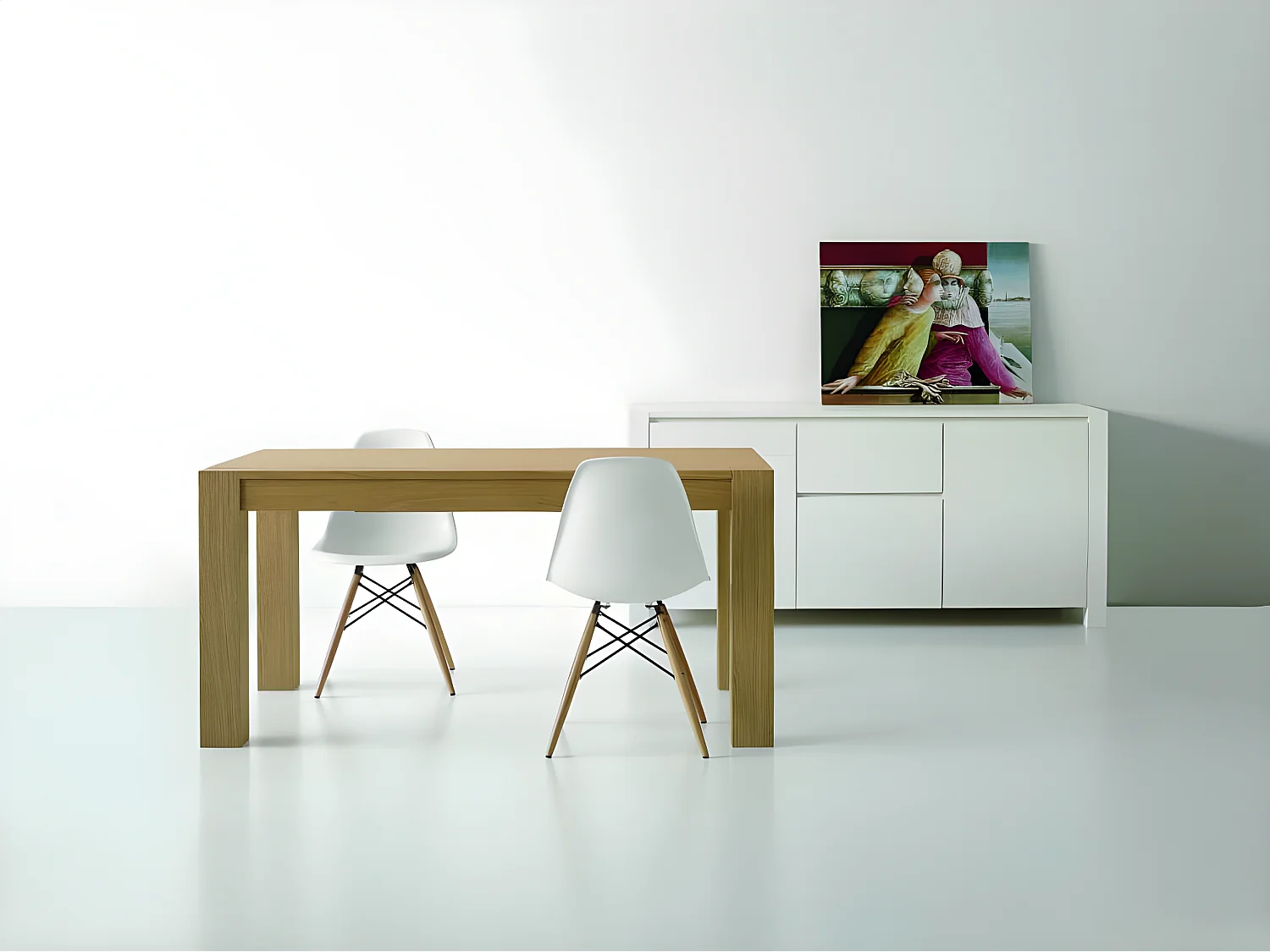 MilaniHome.it - Credenza Abete Bianco Spazzolato 185x50x84 Per Interno Sala Da Pranzo Salotto Cucina Moderno Massellodi coloreBianco