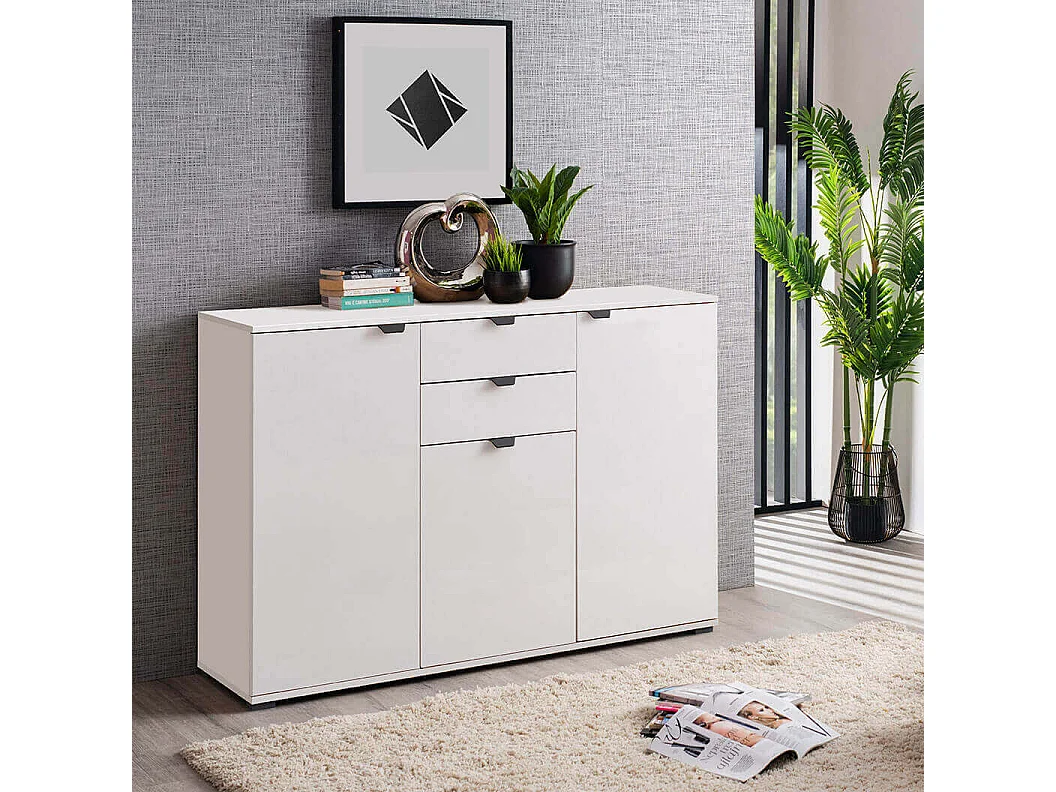 credenza moderna con 3 ante e 2 cassetti di design moderno industrial cm 135 x 40 x 95 h