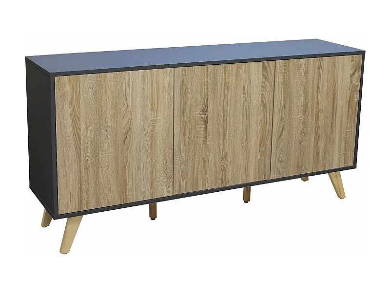 MilaniHome.it - madia moderna con tre ante di design per salotto, soggiorno 150x39,5x75 hdi coloreAntracite