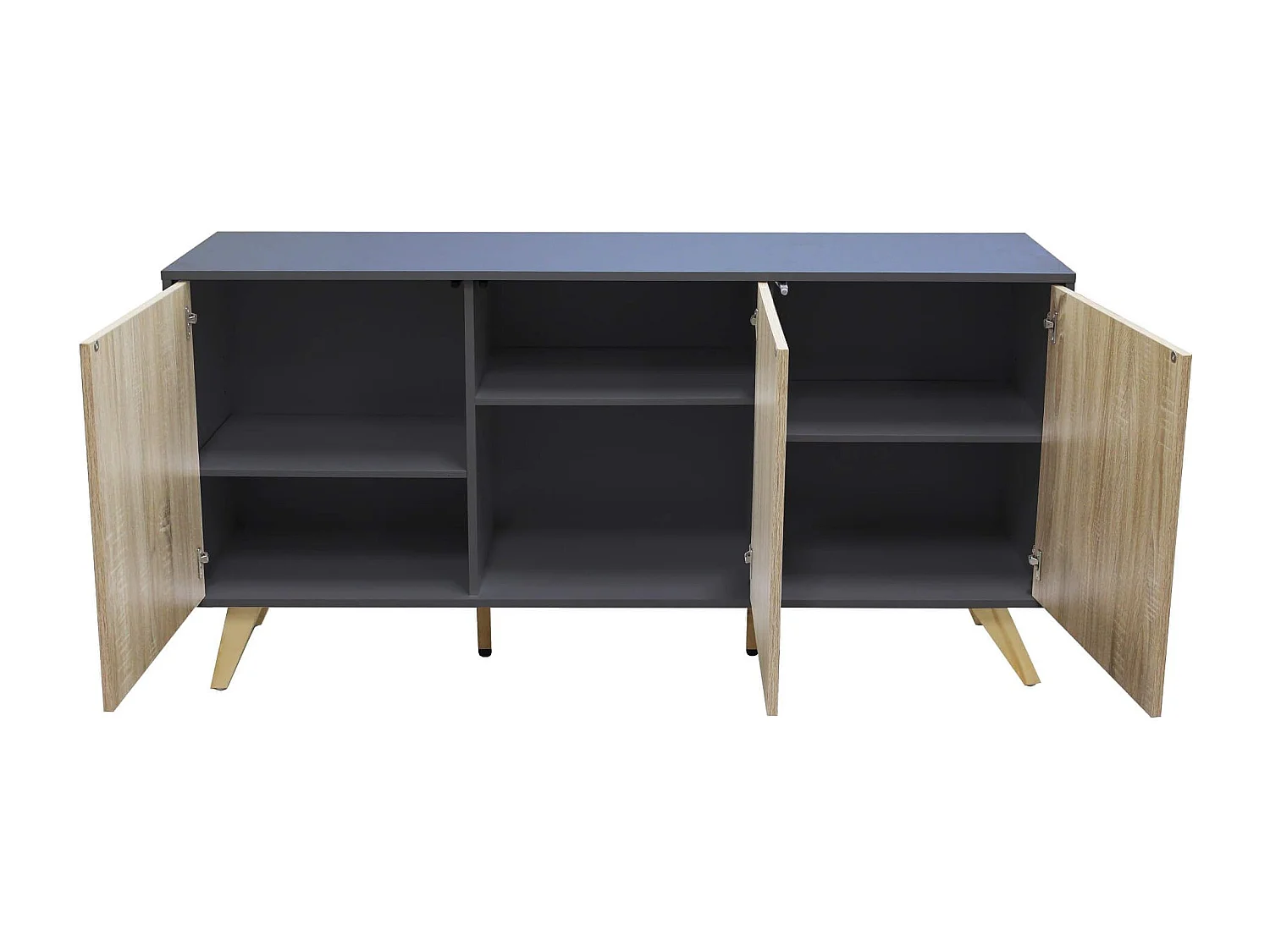 MilaniHome.it - madia moderna con tre ante di design per salotto, soggiorno 150x39,5x75 hdi coloreAntracite