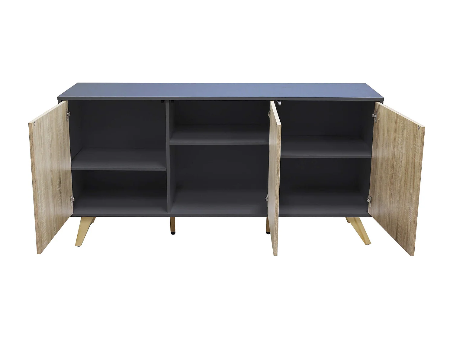 MilaniHome.it - madia moderna con tre ante di design per salotto, soggiorno 150x39,5x75 hdi coloreAntracite