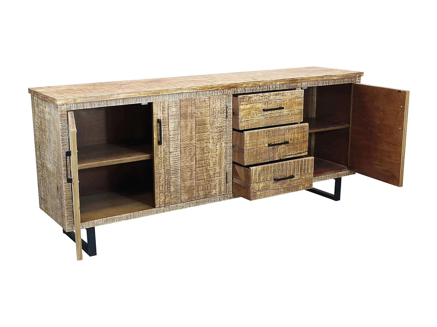 MilaniHome.it - madia a tre ante e tre cassetti di design moderno per salotto cucina sala da pranzo cm 200x45x83 hdi coloreMarrone