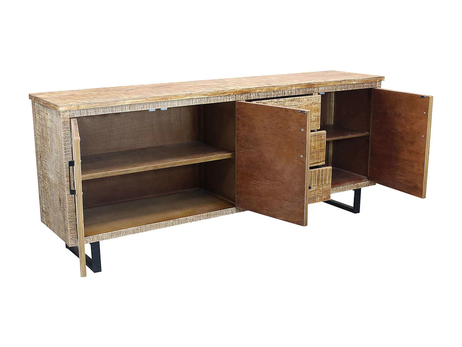 MilaniHome.it - madia a tre ante e tre cassetti di design moderno per salotto cucina sala da pranzo cm 200x45x83 hdi coloreMarrone