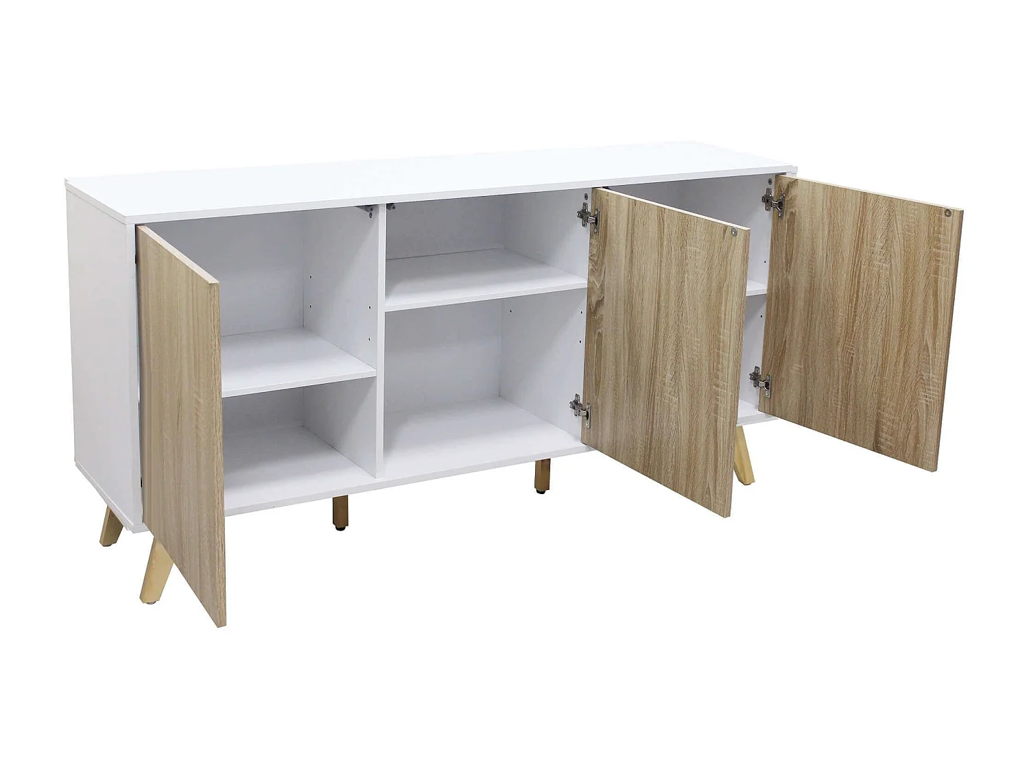 MilaniHome.it - madia moderna con tre ante di design per salotto, soggiorno 150x39,5x75 hdi coloreBianco