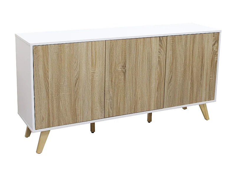 MilaniHome.it - madia moderna con tre ante di design per salotto, soggiorno 150x39,5x75 hdi coloreBianco