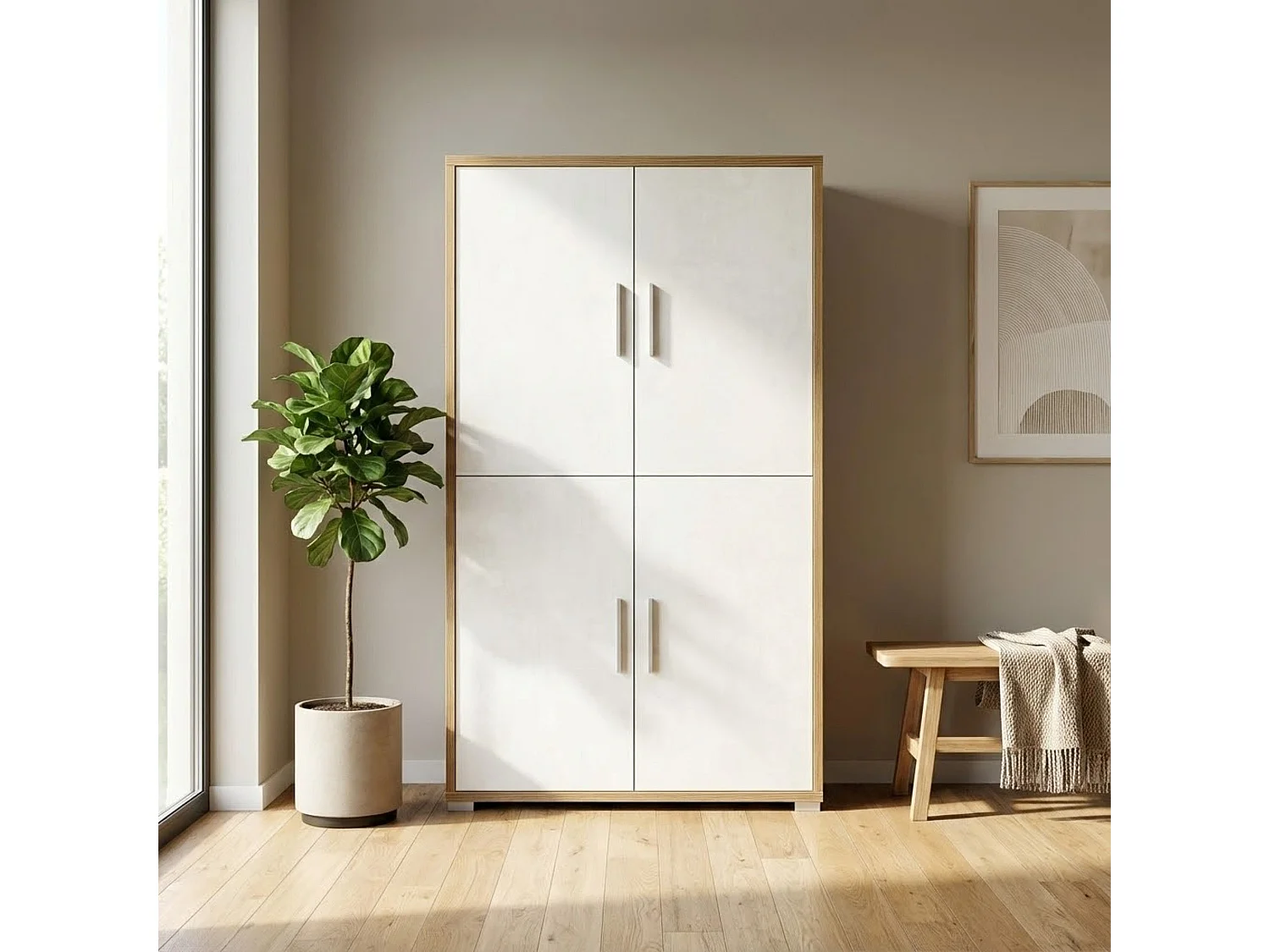 MilaniHome.it - credenza moderna per soggiorno di design moderno cm 108 l x 41 p x 161 hdi coloreBianco