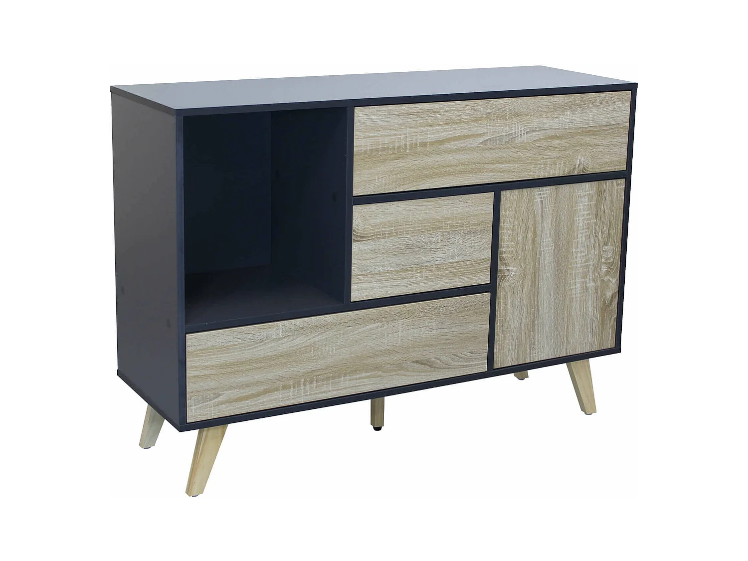MilaniHome.it - madia moderna con tre cassetti e un anta di design per salotto, soggiorno 119x39,5x85,6 hdi coloreAntracite