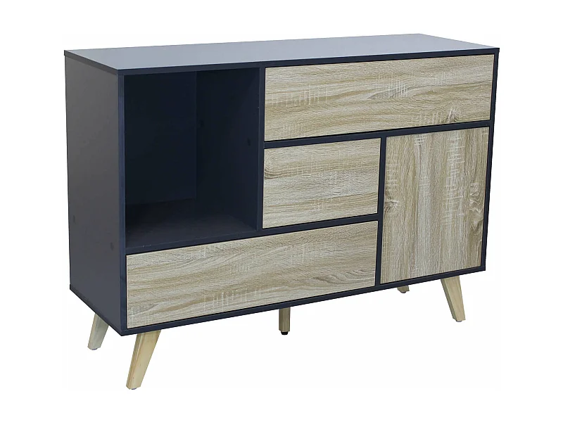 MilaniHome.it - madia moderna con tre cassetti e un anta di design per salotto, soggiorno 119x39,5x85,6 hdi coloreAntracite