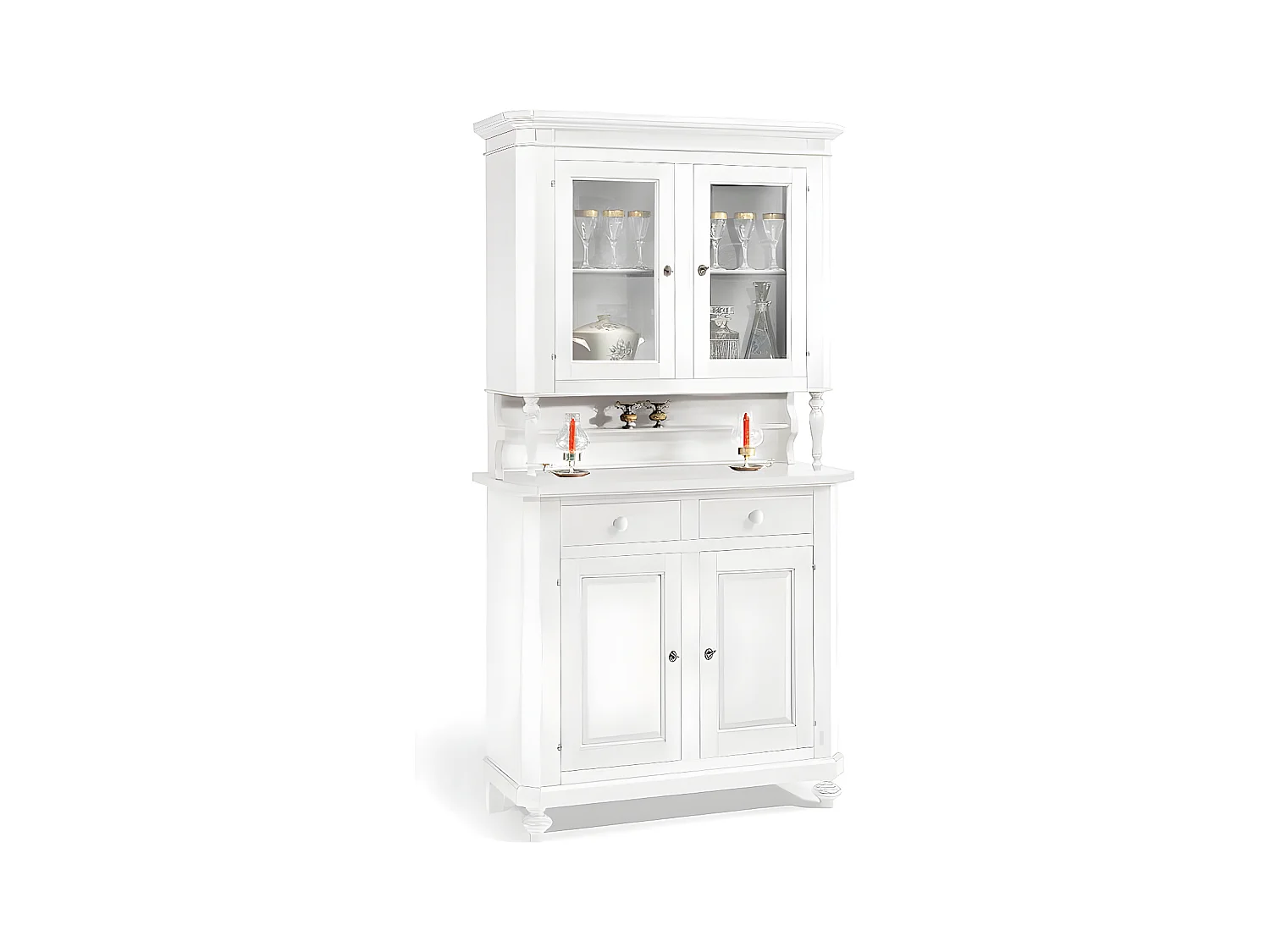 MilaniHome.it - Vetrina Bianca 104x43x218 Per Interno Sala Da Pranzo Salotto Cucina Ufficio Massello Arte Poveradi coloreBianco