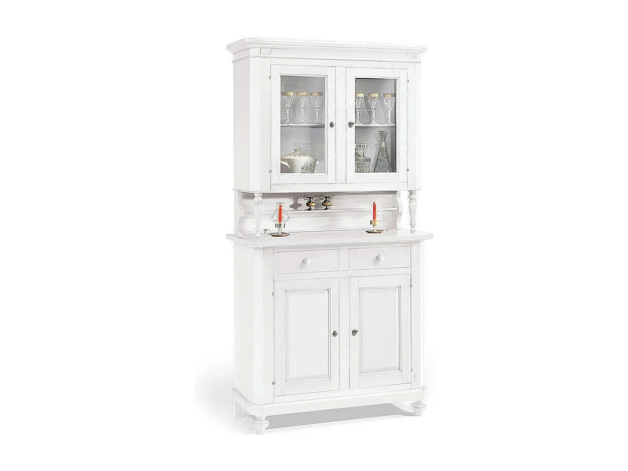 MilaniHome.it - Vetrina Bianca 104x43x218 Per Interno Sala Da Pranzo Salotto Cucina Ufficio Massello Arte Poveradi coloreBianco