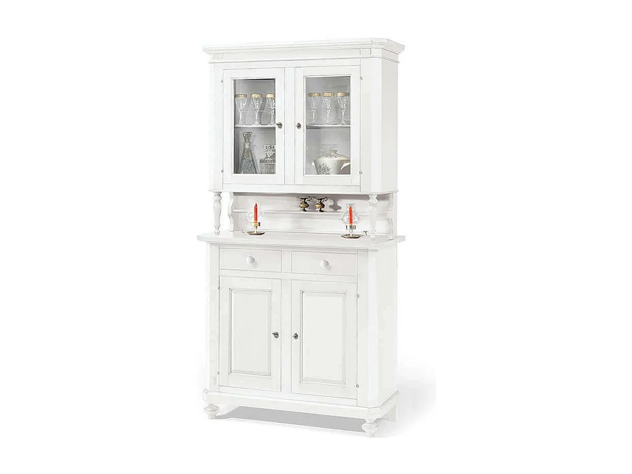 MilaniHome.it - Vetrina Bianca 104x43x218 Per Interno Sala Da Pranzo Salotto Cucina Ufficio Massello Arte Poveradi coloreBianco