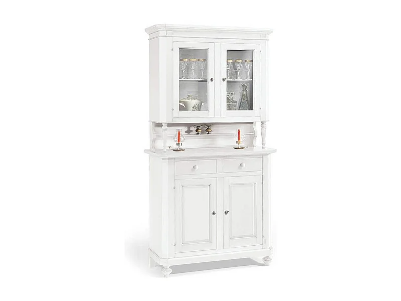 MilaniHome.it - Vetrina Bianca 104x43x218 Per Interno Sala Da Pranzo Salotto Cucina Ufficio Massello Arte Poveradi coloreBianco