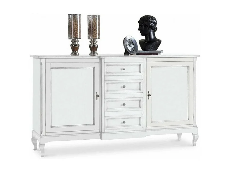 MilaniHome.it - Credenza In Legno Massello 201x52x113di coloreBianco