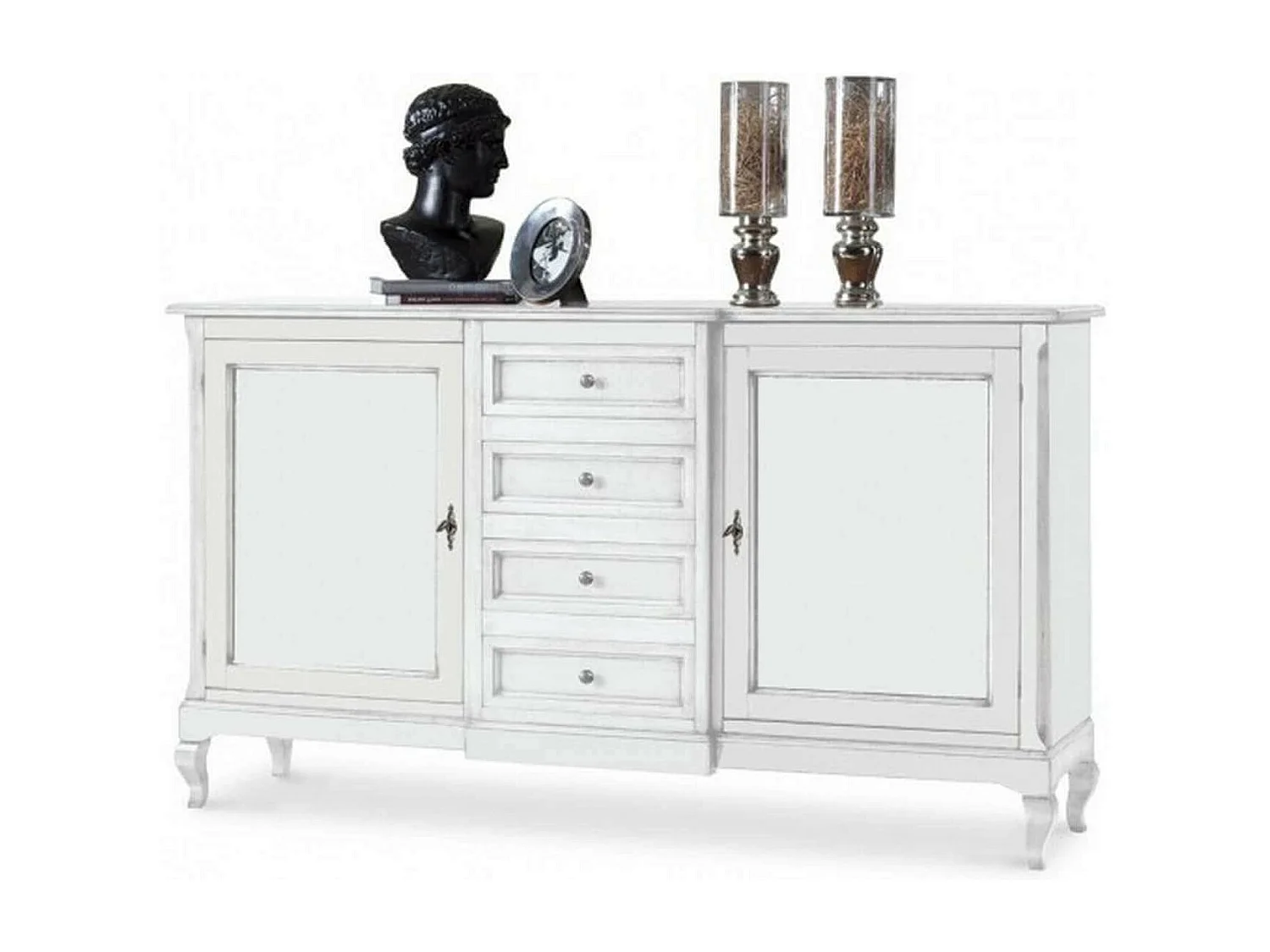 MilaniHome.it - Credenza In Legno Massello 201x52x113di coloreBianco