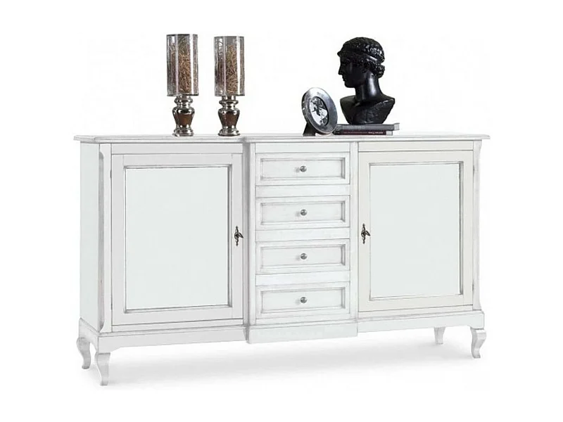 MilaniHome.it - Credenza In Legno Massello 201x52x113di coloreBianco