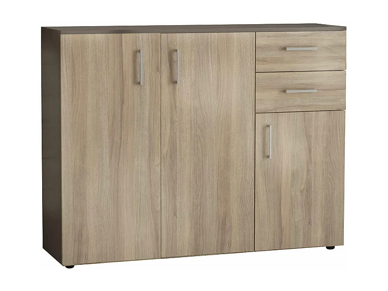 MilaniHome.it - madia moderna con 2 cassetti e tre ante di design moderno contemporaneo cm 106 x 36 x 83 hdi coloreOlmo