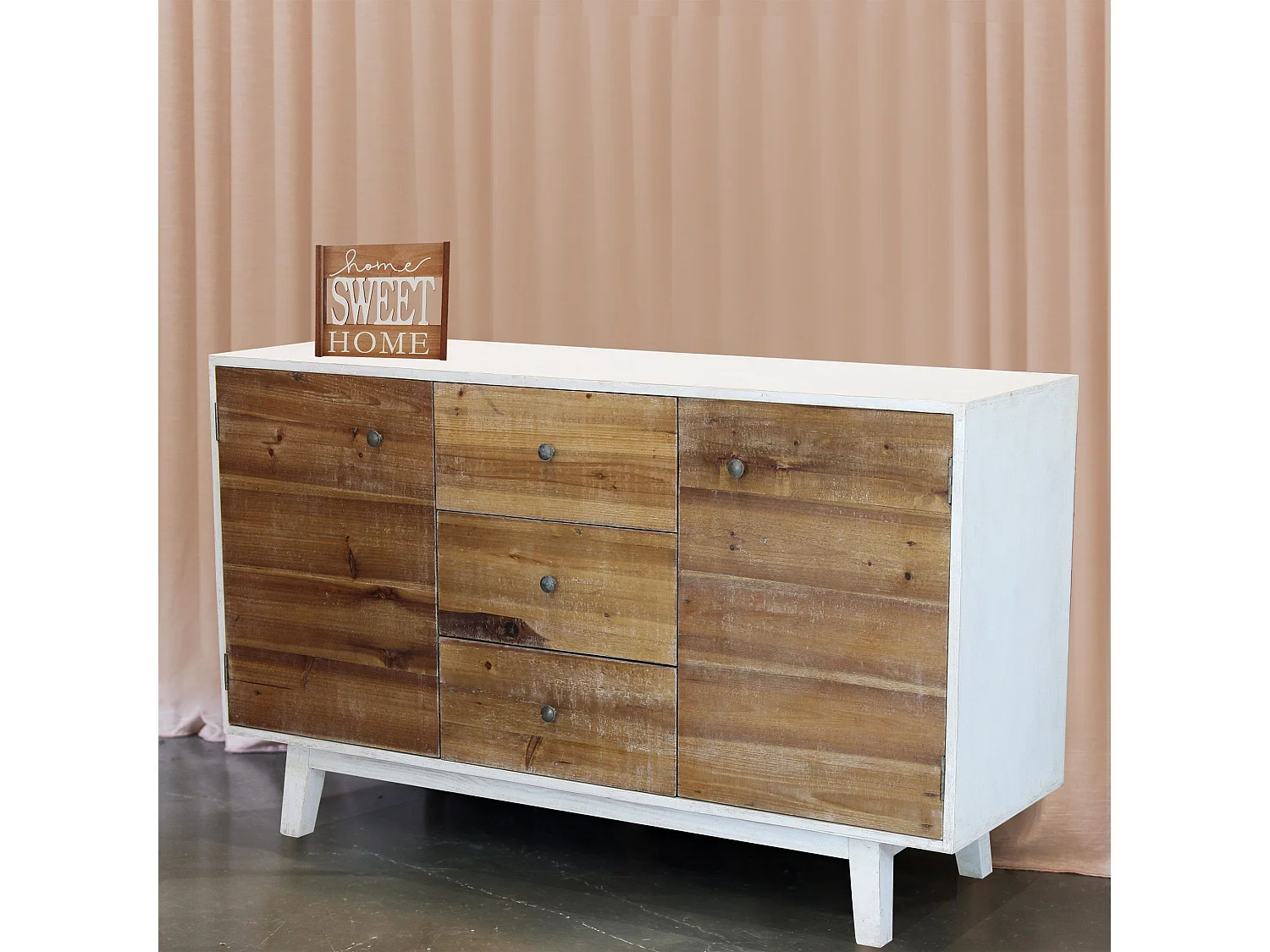 MilaniHome.it - madia a due ante in legno di design moderno per salotto cucina sala da pranzo cm 142x45x83 hdi coloreBianco